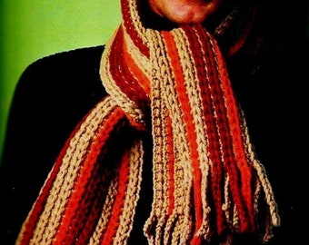 Easy Crocheted Scarf Pattern Digital Download Vintage Crochet Pattern