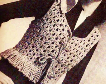 Crocheted Vest Pattern Digital Download Vintage Crochet Pattern