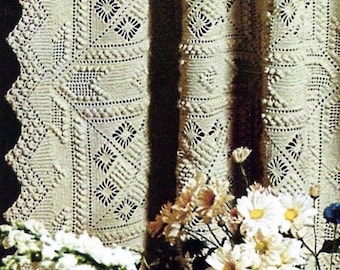 Crocheted Curtain or Bedspread Pattern Digital Download Vintage Crochet Pattern