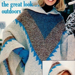 Knitted Hooded Poncho Pattern Digital Download Vintage Knitting Pattern