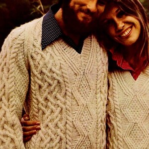 Knitted Men's and Women's Fisherman Cable Sweaters Patterns Digital Download Vintage Knitting Pattern