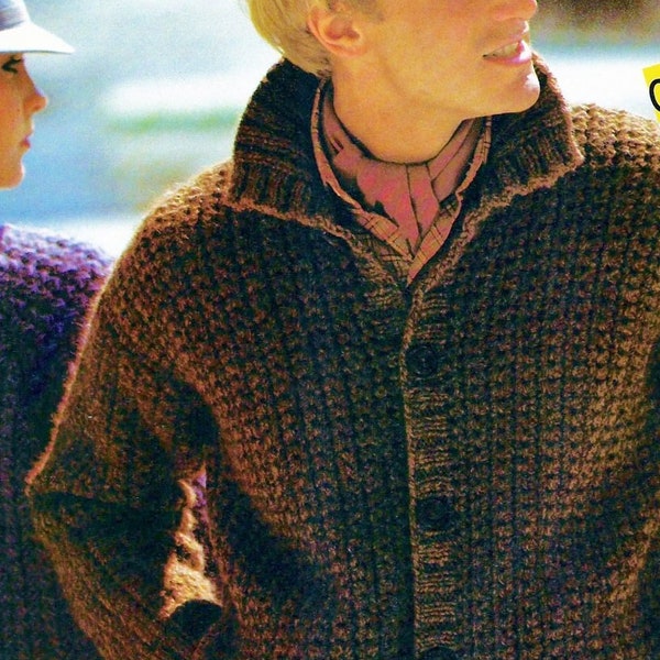 Crocheted and Knitted Men's Jacket Pattern Digital Download Vintage Crochet and Knit Pattern