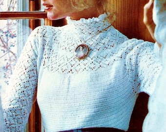 Crocheted Victorian Blouse Pattern Digital Download Vintage Crochet Pattern