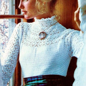 Crocheted Victorian Blouse Pattern Digital Download Vintage Crochet Pattern