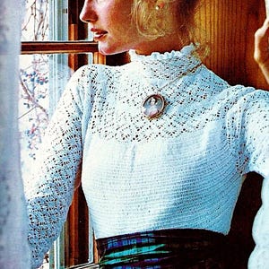 Crocheted Victorian Blouse Pattern Digital Download Vintage Crochet Pattern