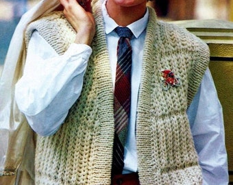 Knitted Vest Pattern Digital Download Vintage Knitting Pattern