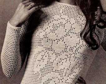 Crocheted Rose Top Pattern Digital Download Vintage Crochet Pattern