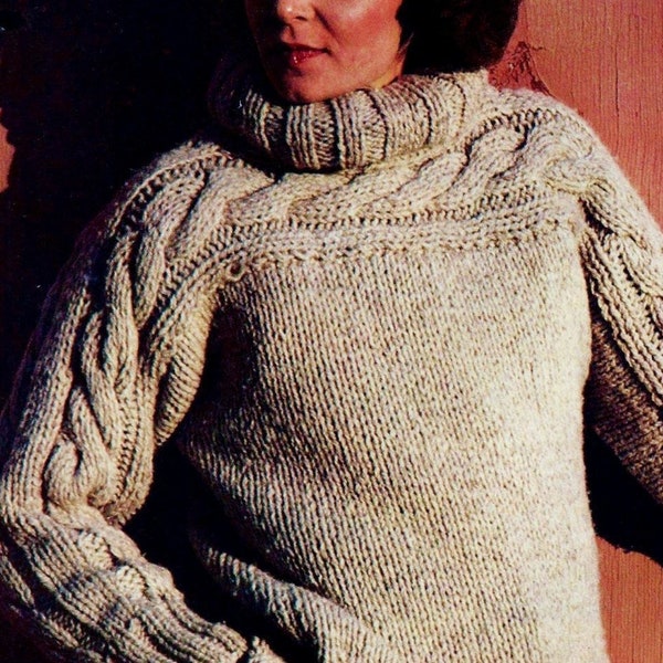 Knitted Fisherman Cable Sweater Pattern Digital Download Vintage Knitting Pattern