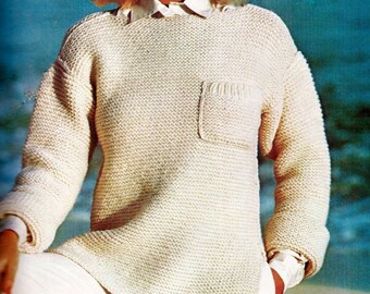 Very Easy Knitted Sweater with Hat Digital Download Vintage Knitting Pattern