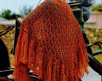 Crocheted Shell Shawl Pattern Digital Download Vintage Crochet Pattern