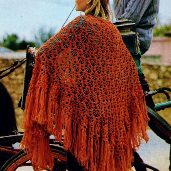 Crocheted Shell Shawl Pattern Digital Download Vintage Crochet Pattern