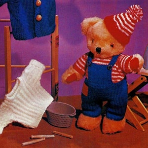 Knitted Teddy Bear Clothes For 12 inch Teddy Patterns Digital Download Vintage Knitting Pattern