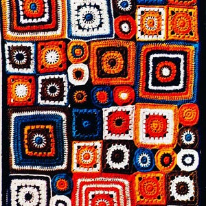 Grand-mère carré afghan au crochet, tenture murale ou motif de tapis en téléchargement numérique, motif au crochet vintage
