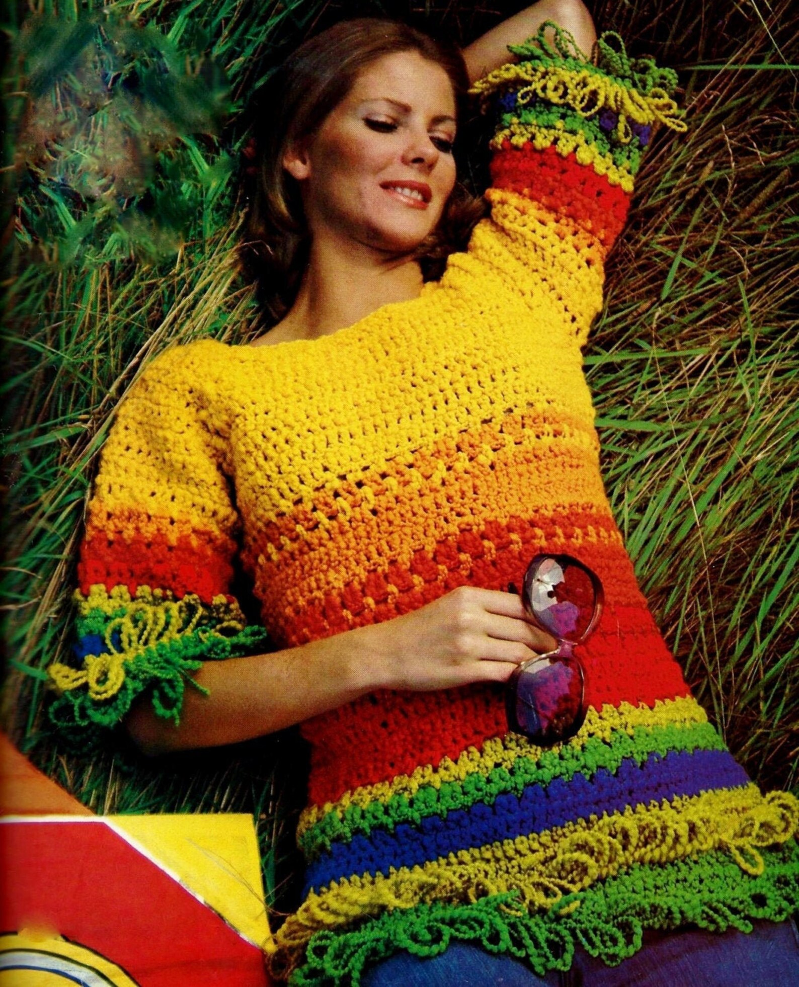 Crocheted Rainbow Top Digital Download Vintage Crochet Pattern Etsy