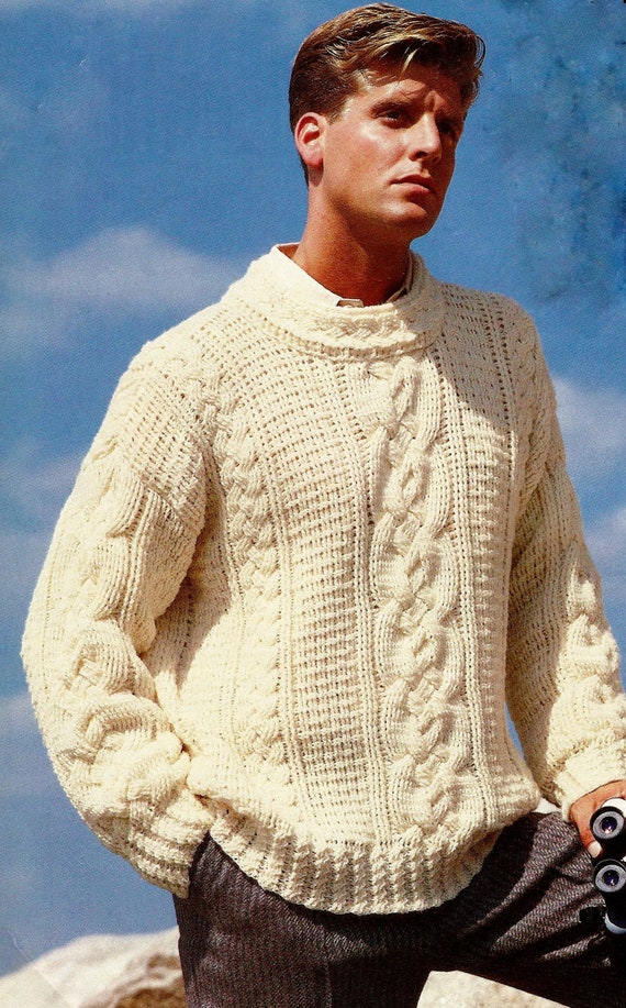 Crocheted Fisherman Cable Sweater Digital Download Vintage | Etsy