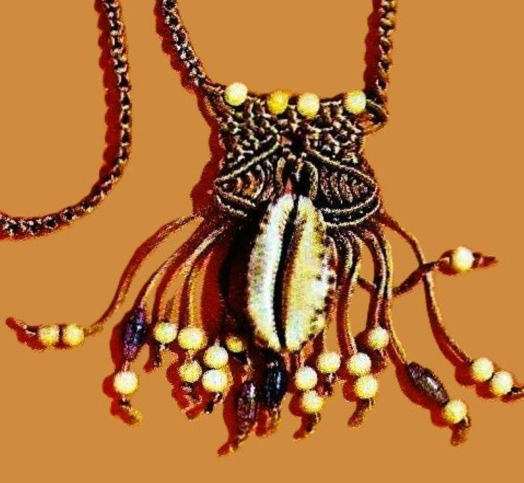 Macrame Seashell Necklace Pattern: Vintage Beaded Jewelry (digital ...