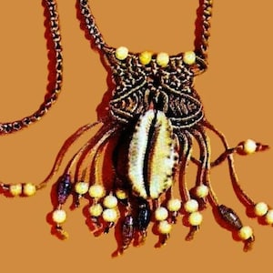 Macrame Bead and Sea Shell Necklace Pattern Digital Download Vintage Macrame Pattern