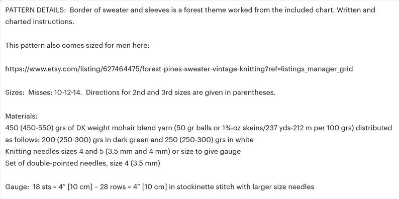 Knitted Forest Sweater Pattern Digital Download Vintage Knitting Pattern image 3