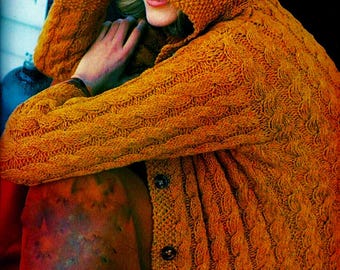 Knitted Fisherman Cable Cardigan Sweater and Hat Patterns Digital Download Vintage Knitting Pattern