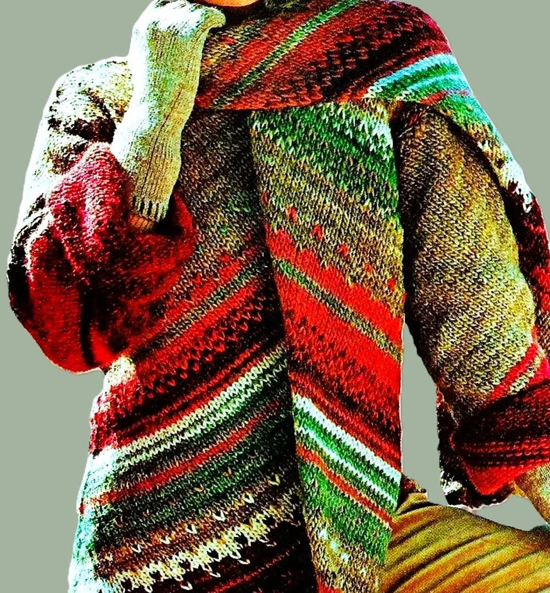 Gestrickte Diagonal Streifen Pullover und Schal Muster Digital