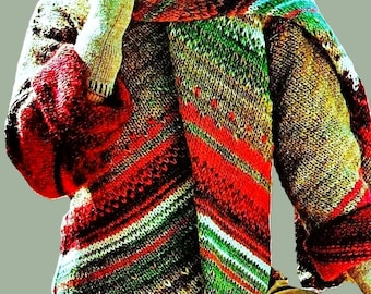 Gestrickte Diagonal Streifen Pullover und Schal Muster Digital