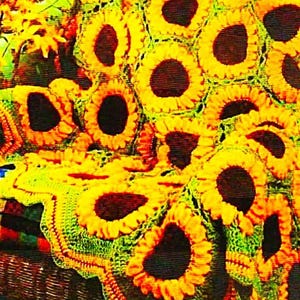 Crocheted Sunflower Afghan Pattern Digital Download Vintage Crocheting Pattern