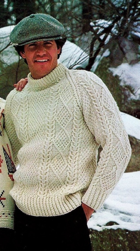 Knitted Irish Fisherman Cable Sweater Digital Download Vintage Knitting  Pattern