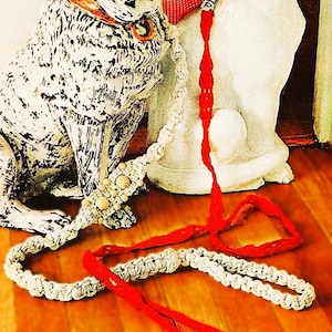 Macramé honden- en kattenriempatronen Digitale download vintage macramépatroon