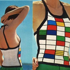 Padrão de blusa de malha estilo halter para download digital, padrão de tricô vintage