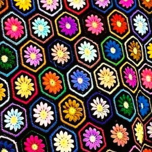Crocheted Daisy Afghan Pattern Digital Download Vintage Crochet Pattern