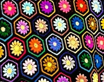 Crocheted Daisy Afghan Pattern Digital Download Vintage Crochet Pattern