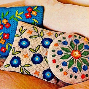 かぎ針編みの花の枕のパターン デジタルダウンロード ヴィンテージかぎ針編みのパターン