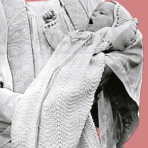 Strickmuster Taufkleid und Mütze Strickmuster Digital Download Vintage Strickmuster