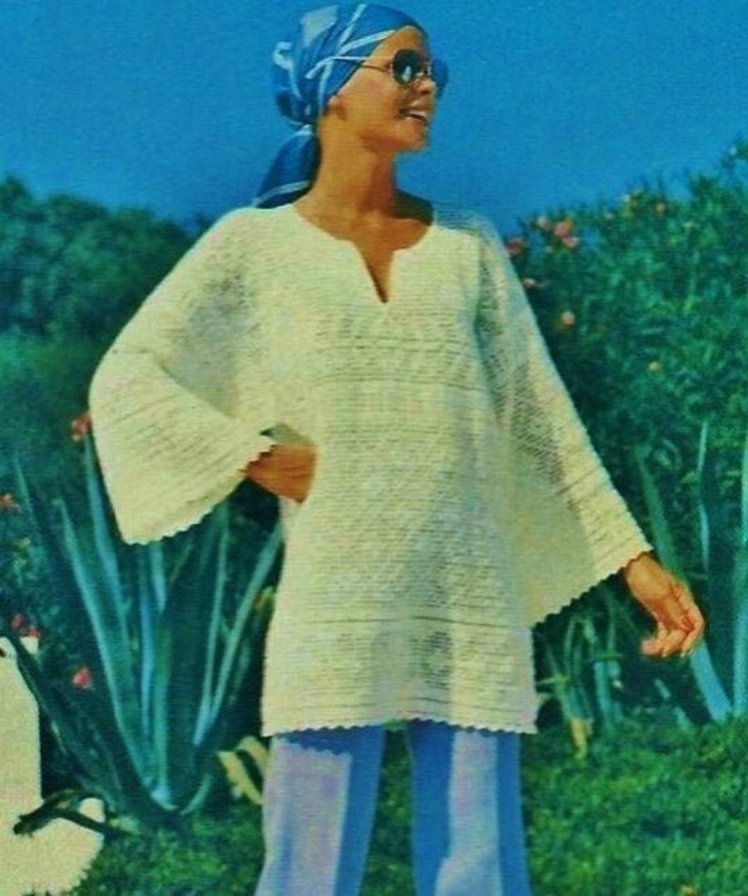 Crocheted Caftan Top Pattern Digital Download Vintage Crochet Pattern