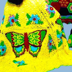 Crocheted Butterfly Shawl Pattern Digital Download Vintage Crochet Pattern