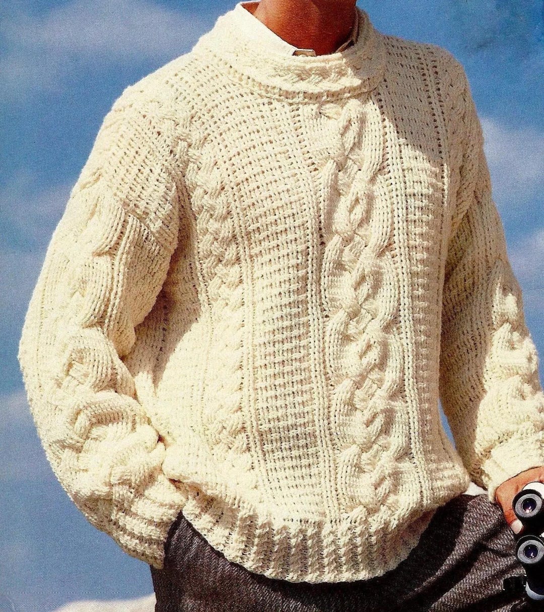 Buy Crocheted Men's Fisherman Cable Sweater Pattern Digital Download  Vintage Crochet Pattern Online in India