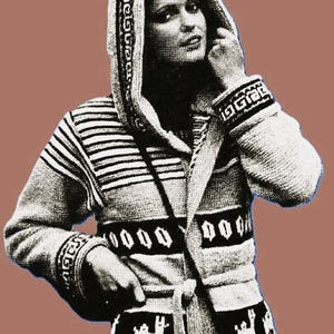 Knitted Peruvian Cardigan Pattern Digital Download Vintage Knitting Pattern