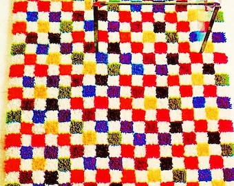 Latch Hooked Checked Rug Pattern Digital Download Vintage Latch-Hook Pattern