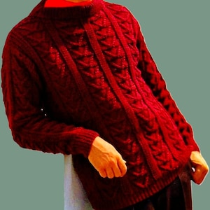Knitted Men's Fisherman Cable Sweater Pattern Digital Download Vintage Knitting Pattern