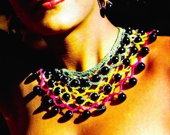 Crocheted Beaded Necklaces, Bracelet and Earrings Patterns Digital Download Vintage Crochet Pattern