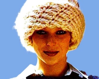 1970s Crochet Hat Pattern • Trellis Wrap Cap • Watermark PDF Only