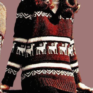 Knitted Peruvian Sweater Pattern Digital Download Vintage Knitting Pattern