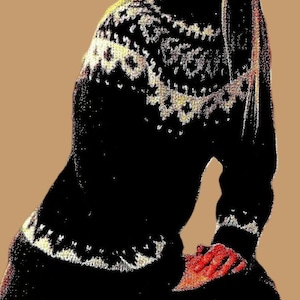 Knitted Nordic Sweater Pattern Digital Download Vintage Knitting Pattern