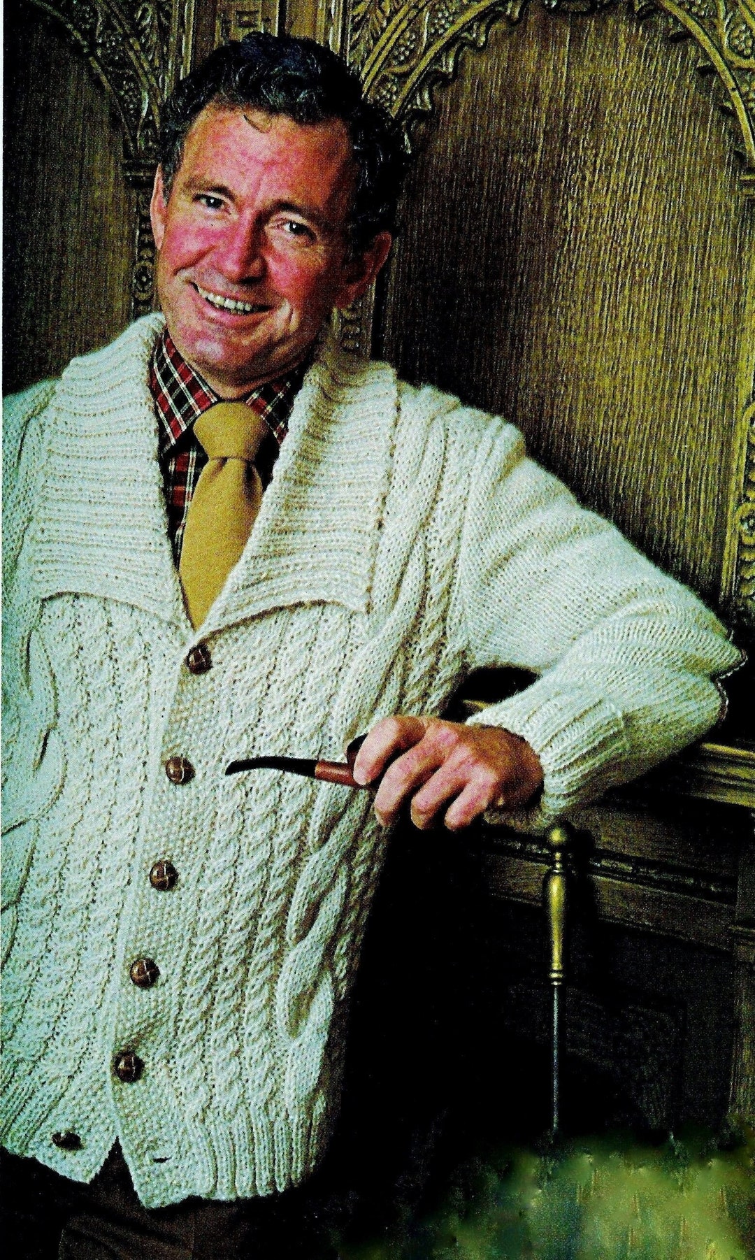 Knitted Men's Fisherman Cable Cardigan Sweater Pattern Digital Download