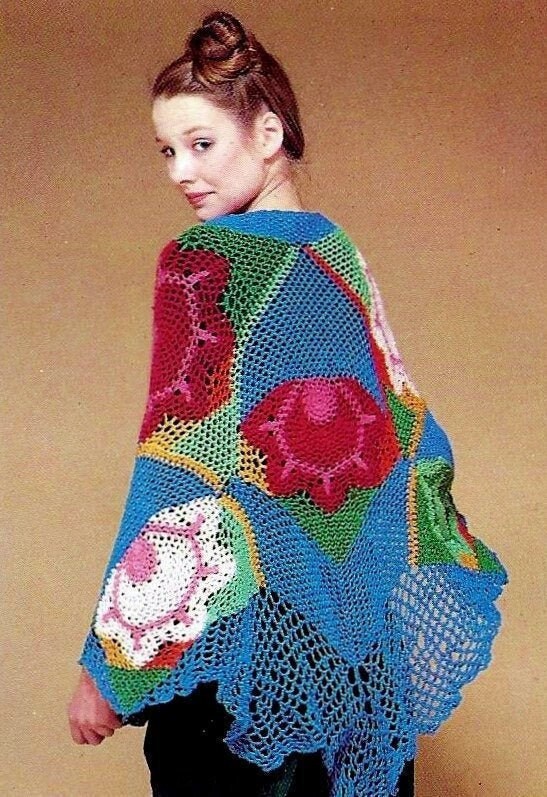 Crocheted Rose Shawl Digital Download Vintage Crochet Pattern | Etsy