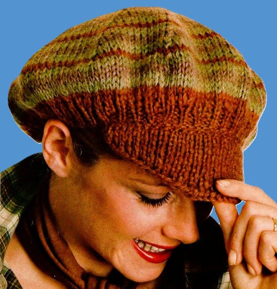 Knitted Hat or Beret Patterns Digital Download Vintage Knitting Patterns