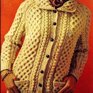 Knitted Fisherman Cable Cardigan Sweater Digital Download Vintage Knitting Pattern