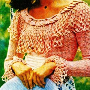Crocheted Blouse Pattern Digital Download Vintage Crochet Pattern