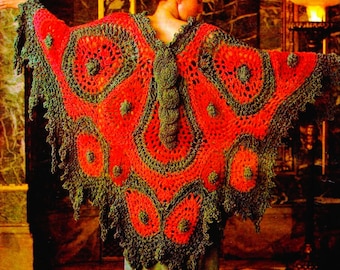 VG003 - Unique Vintage 70s Crochet Butterfly Shawl Wrap PDF