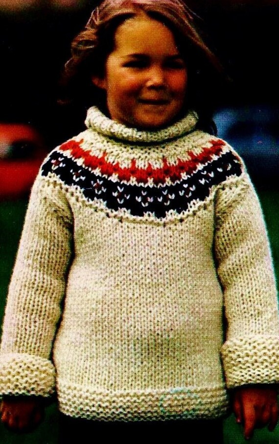Knitted Sweater Digital Download Vintage Knitting Pattern Etsy